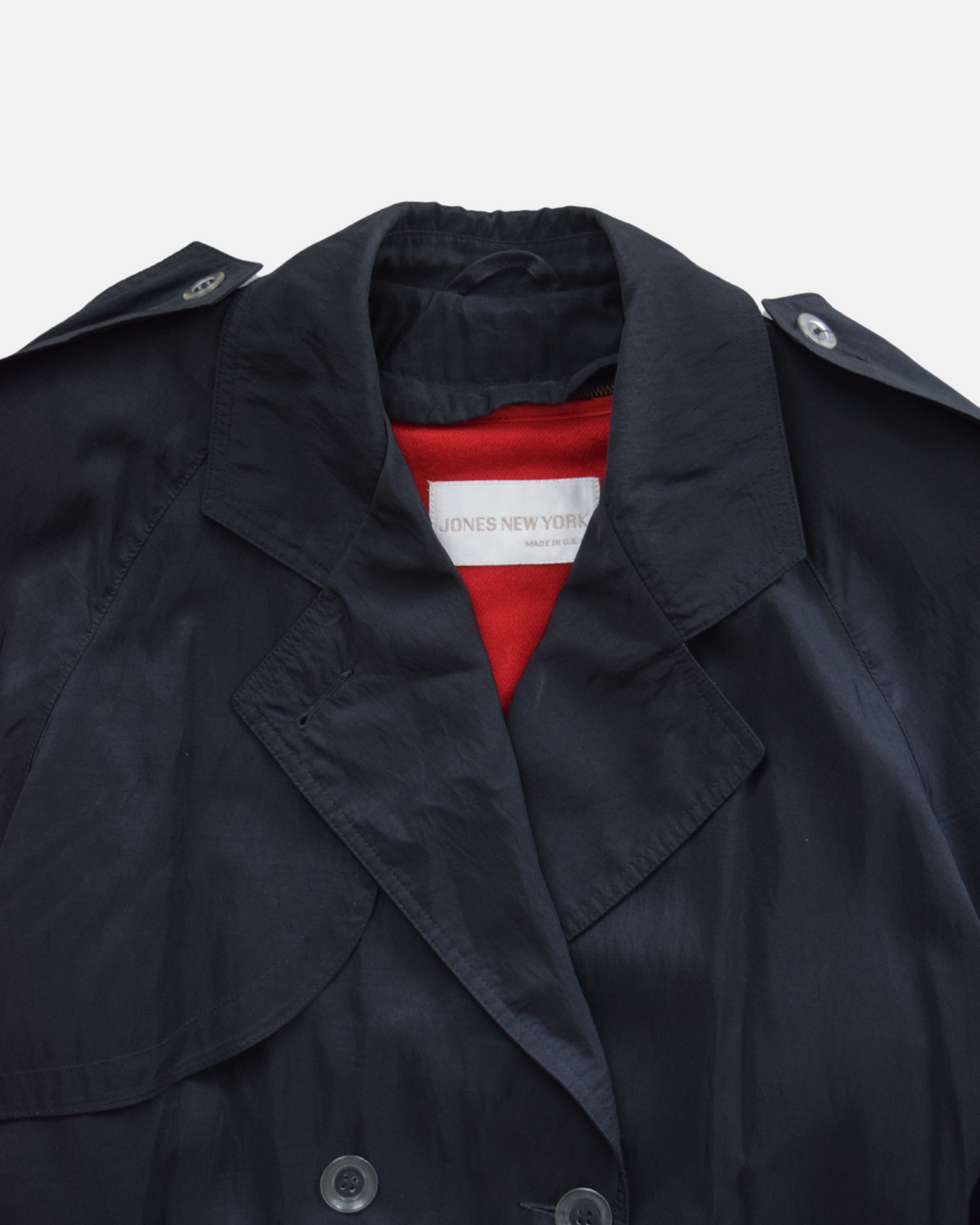 80s/90s Jones New York Full-Length Trench Coat in Black