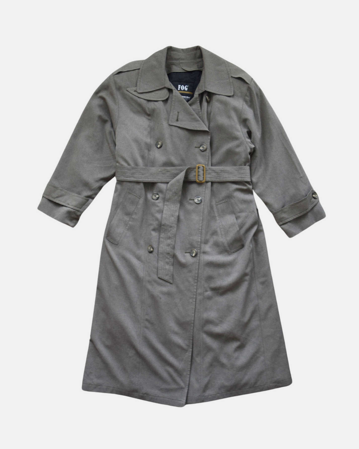 80s London Fog Speckled Full-Length Trench Coat in Taupe