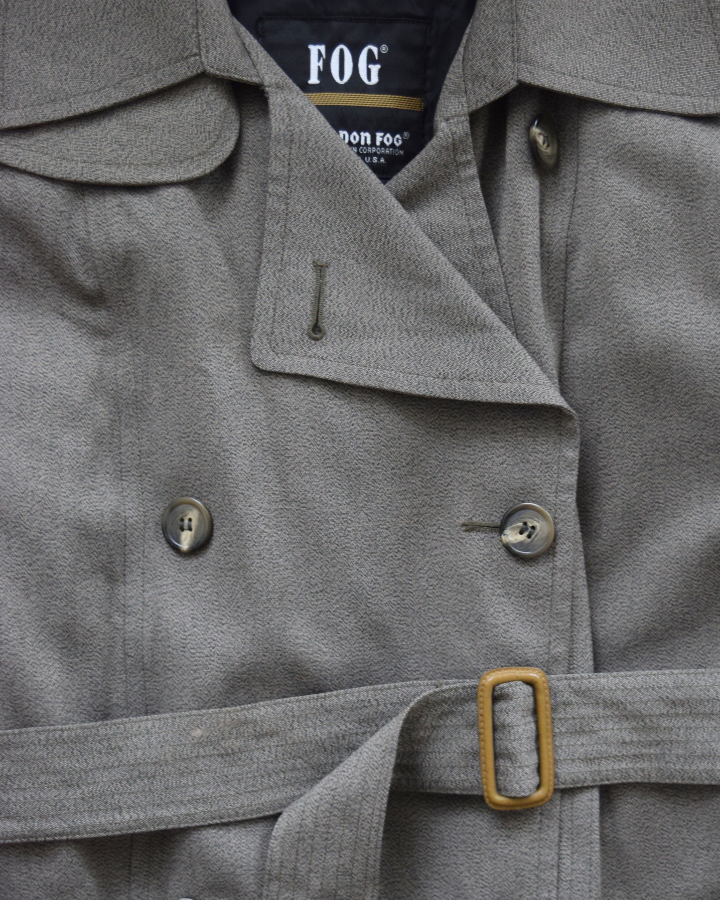 80s London Fog Speckled Full-Length Trench Coat in Taupe