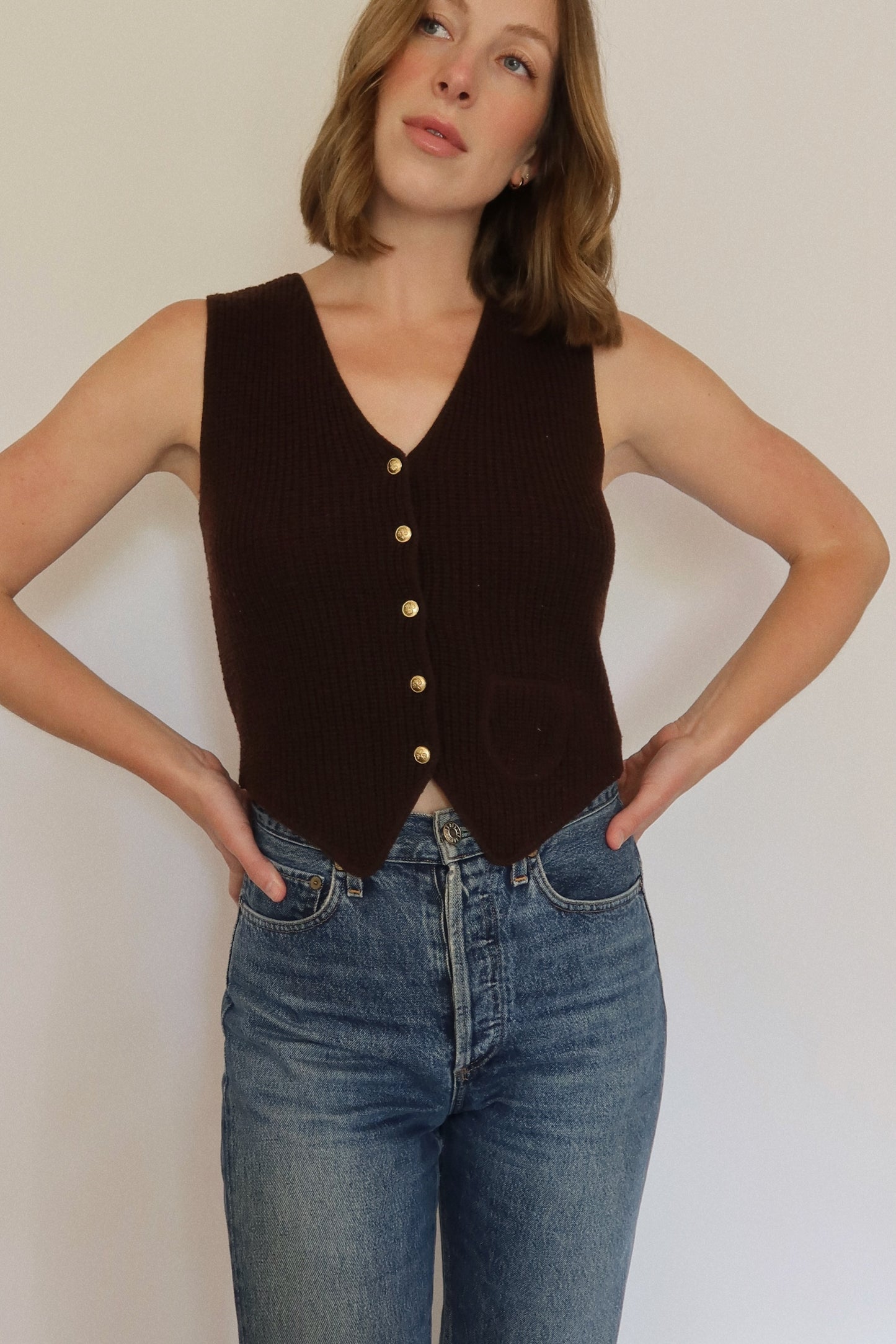 60s/70s Knit Vest in Mocha