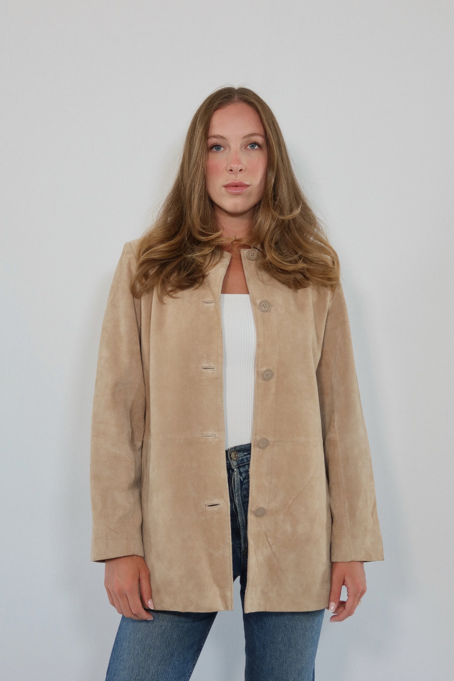 Genuine Suede Jacket in Tan