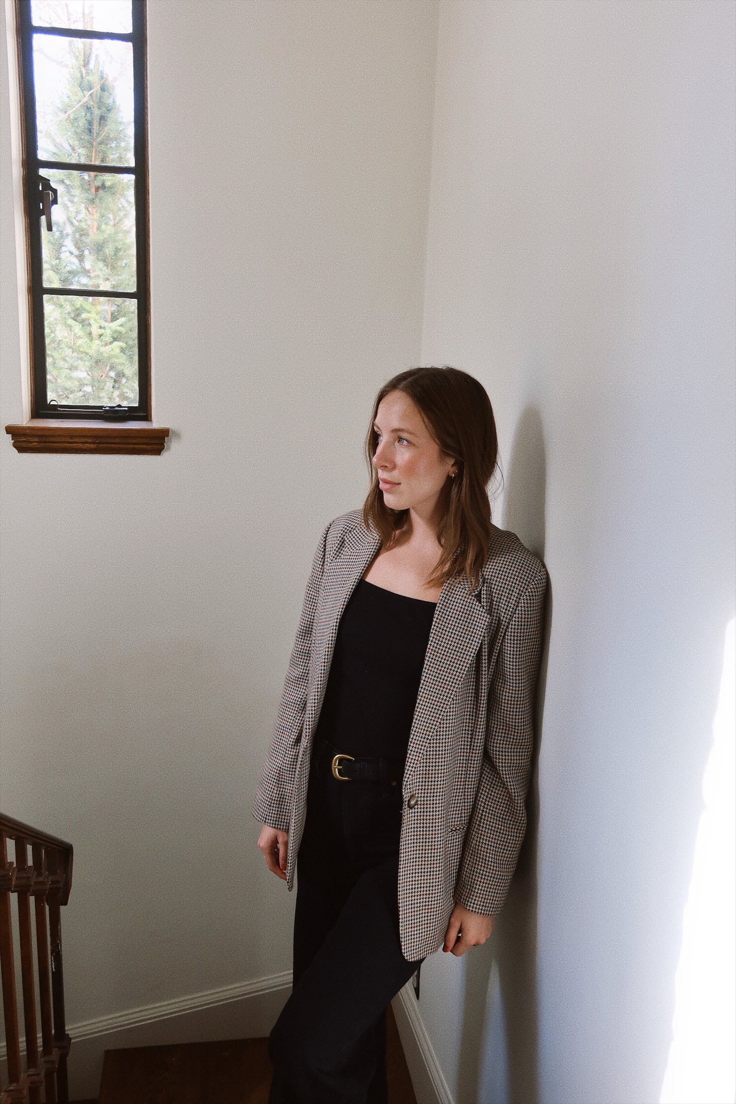 80s Houndstooth Classic Fit Blazer in Multi