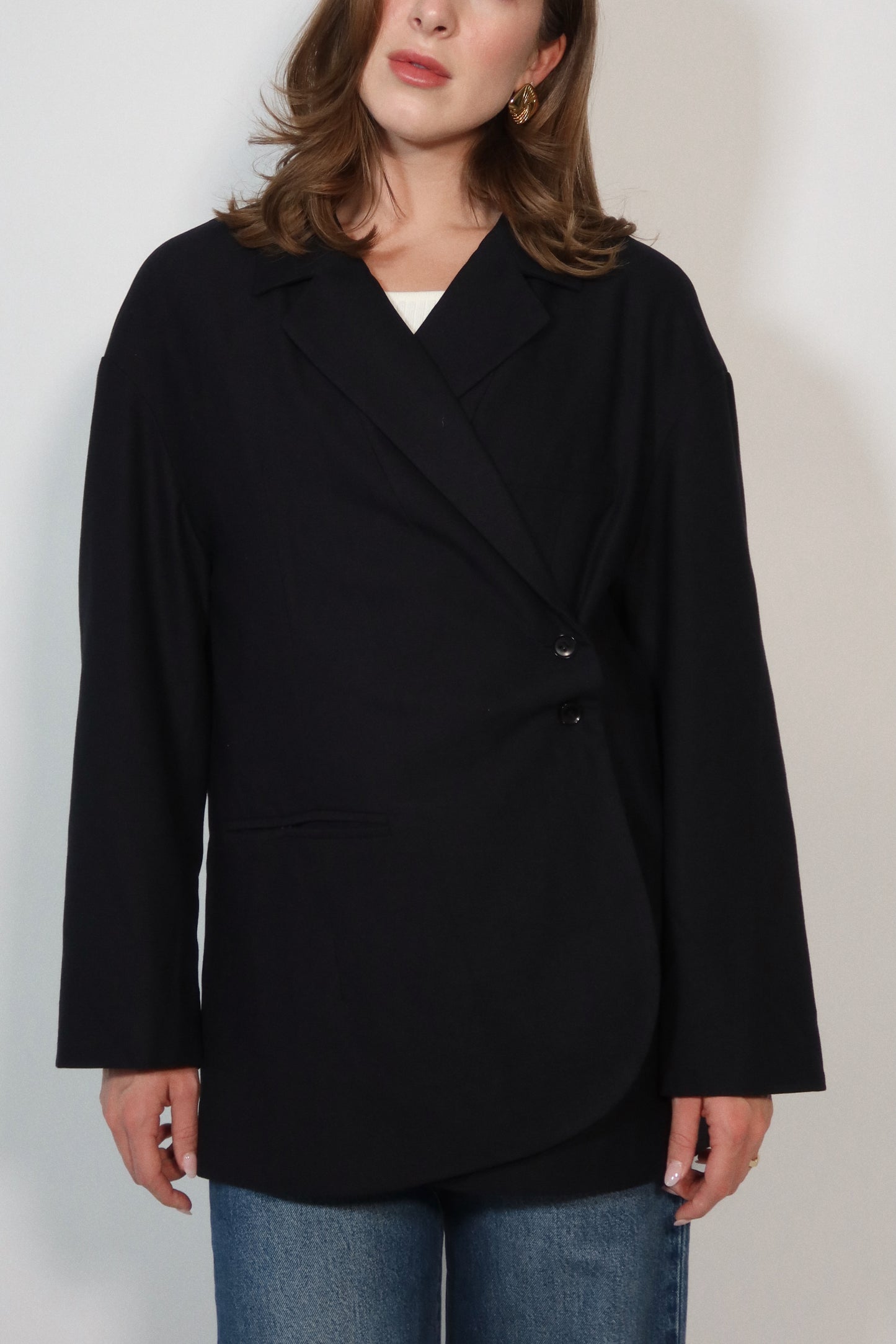 Wrap-Style Blazer in Black