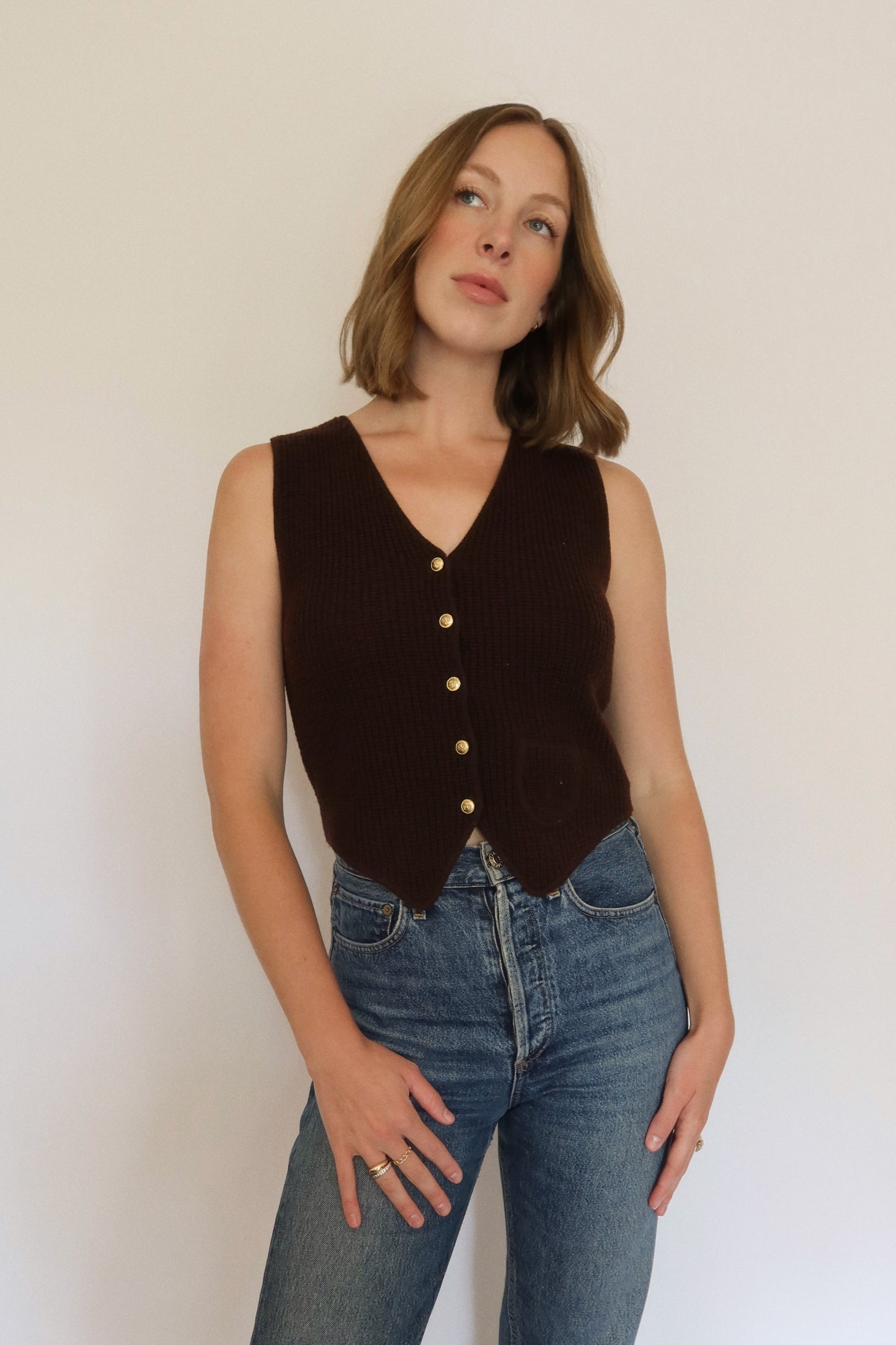 60s/70s Knit Vest in Mocha