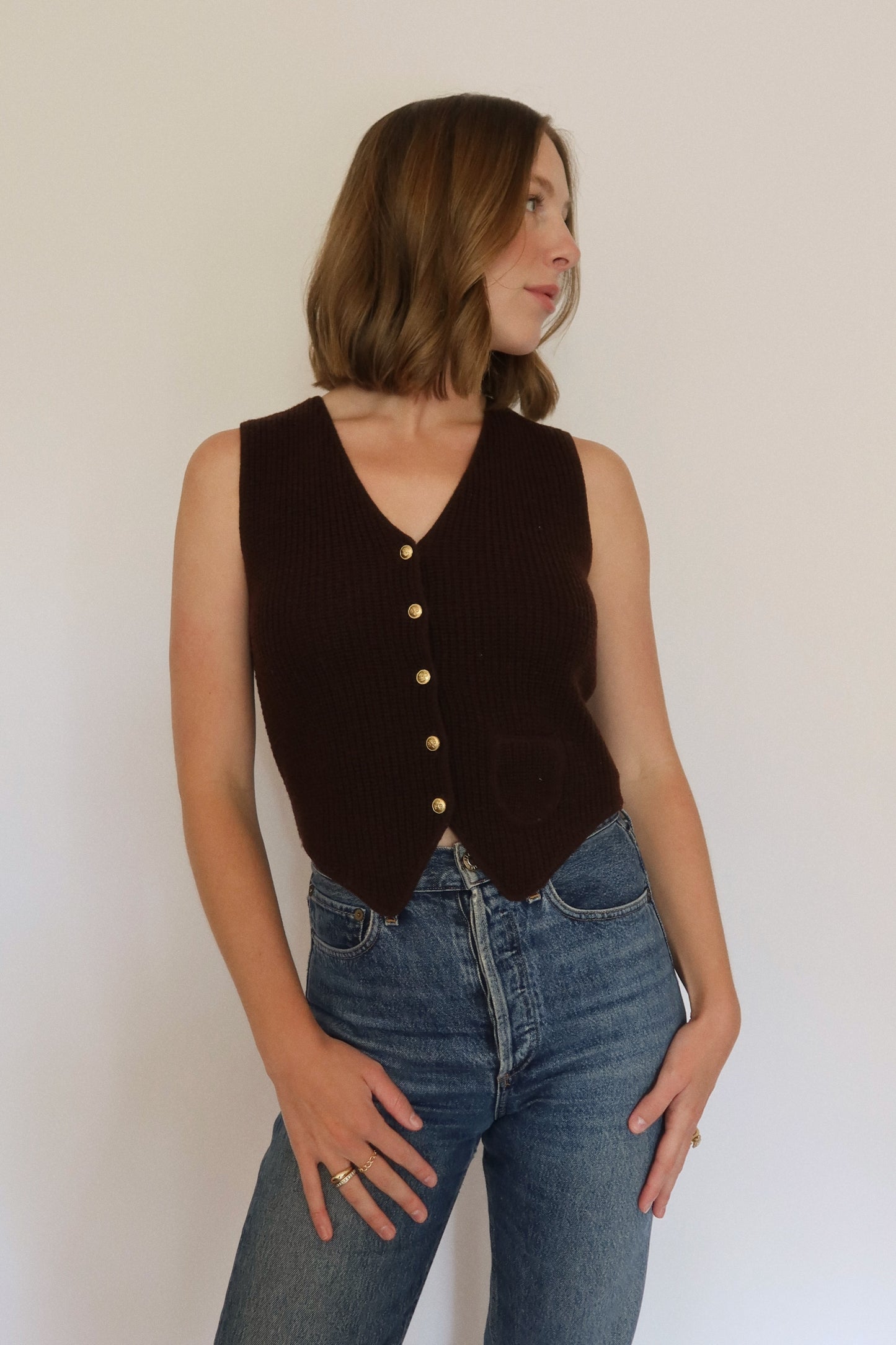 60s/70s Knit Vest in Mocha