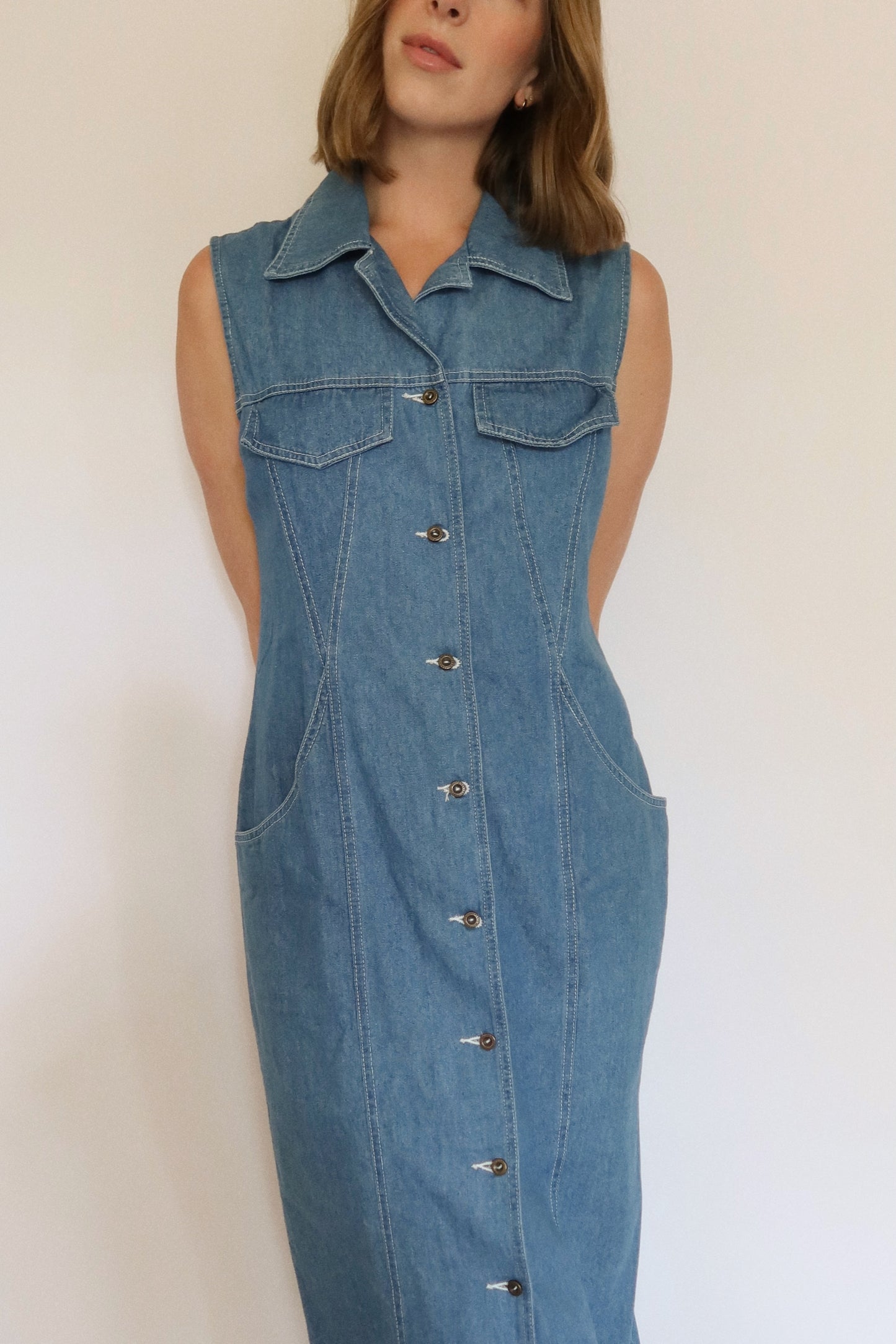 90s Western Cut Denim Dress