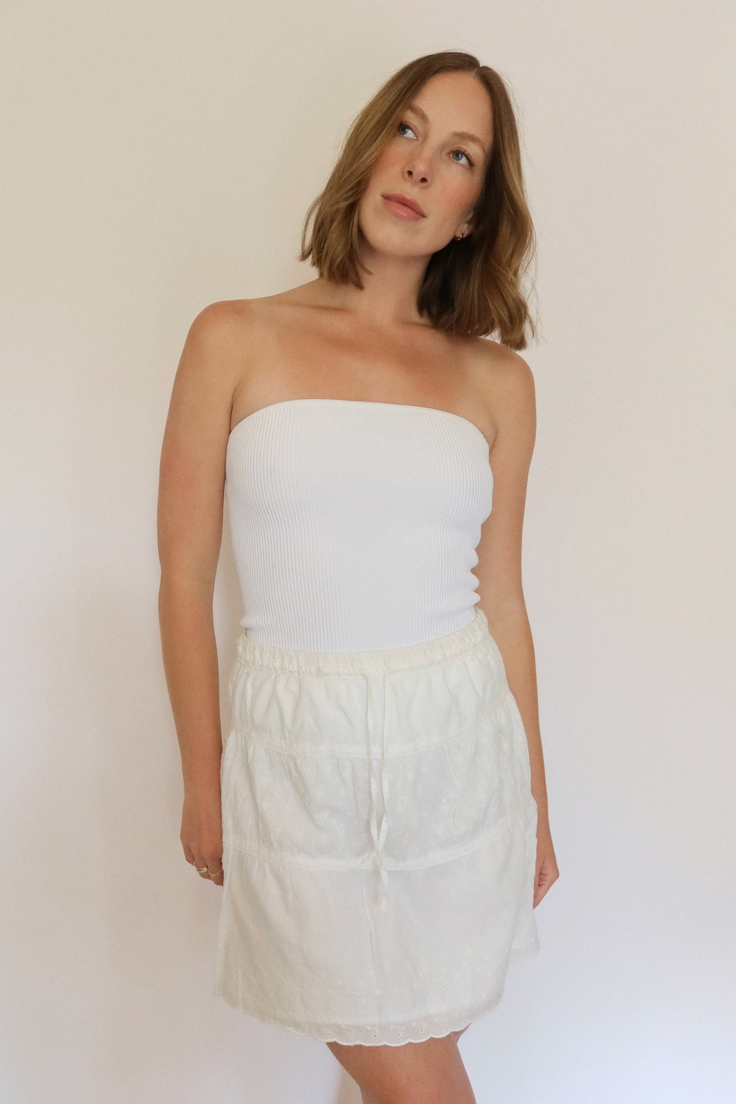 Cotton Lace Skirt in White