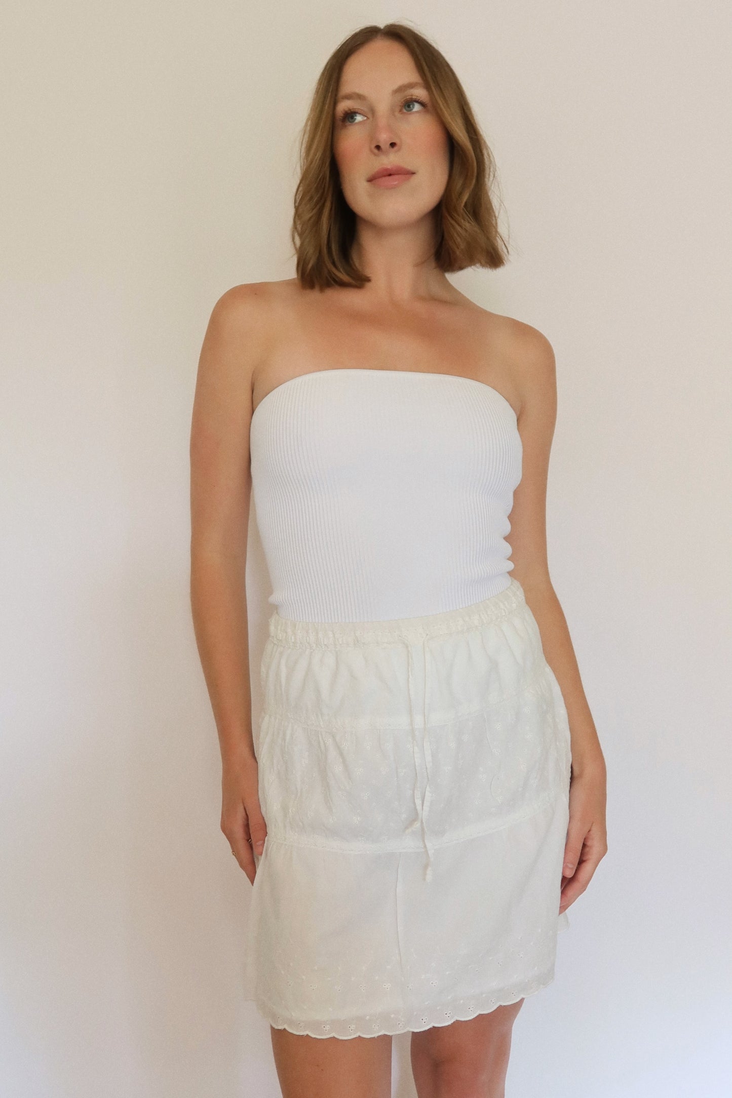Cotton Lace Skirt in White