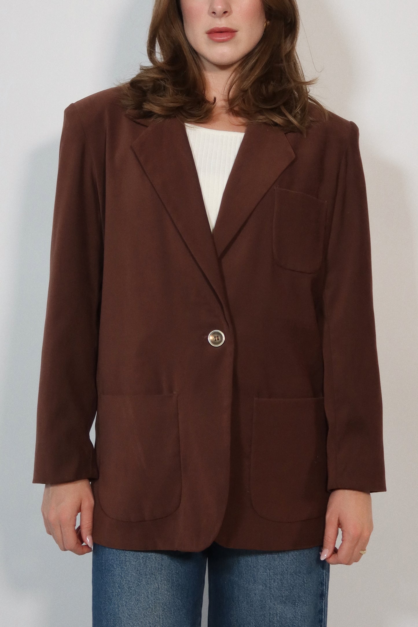 Classic Fit Felt Blazer in Mocha