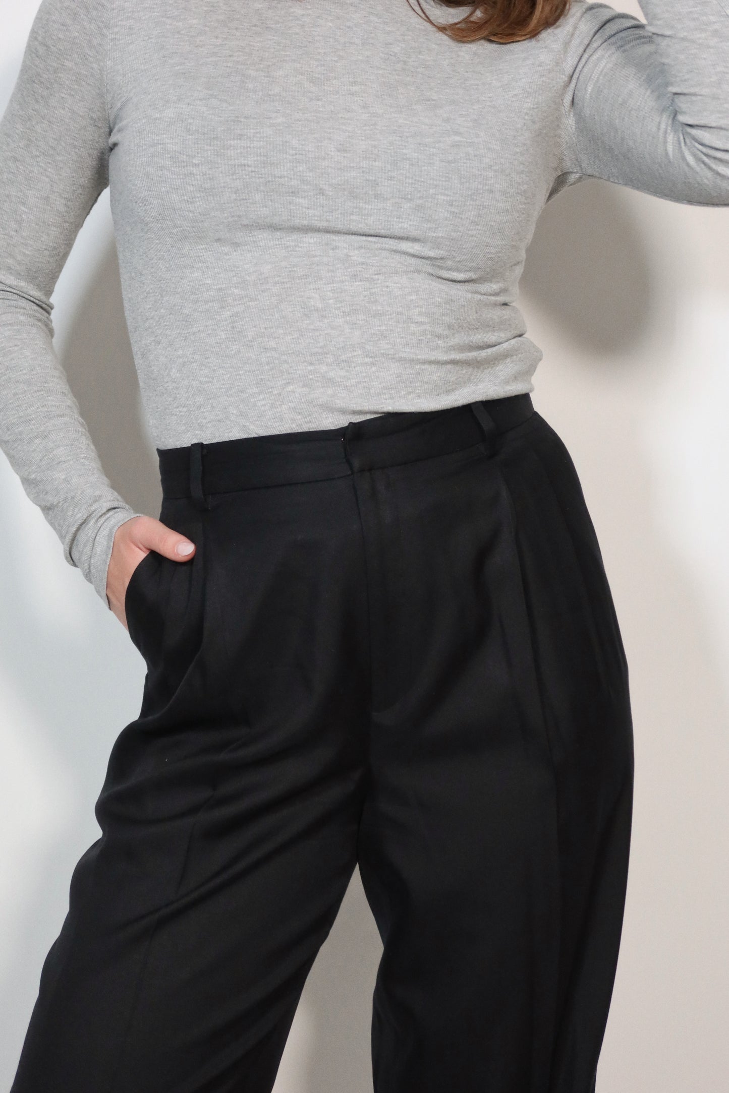 Relaxed Silk Pants in Black