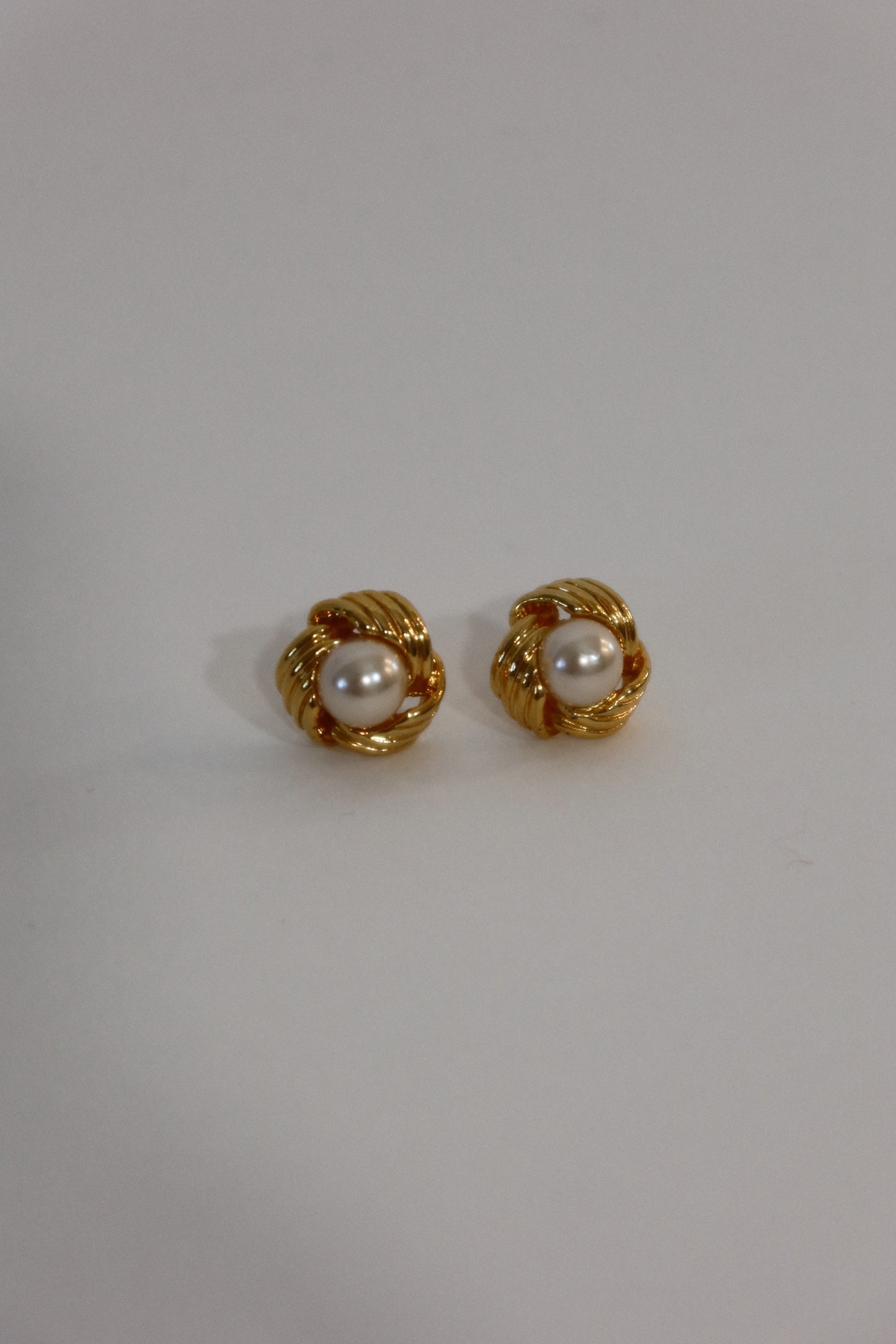 Pearl Knot Earrings in Gold