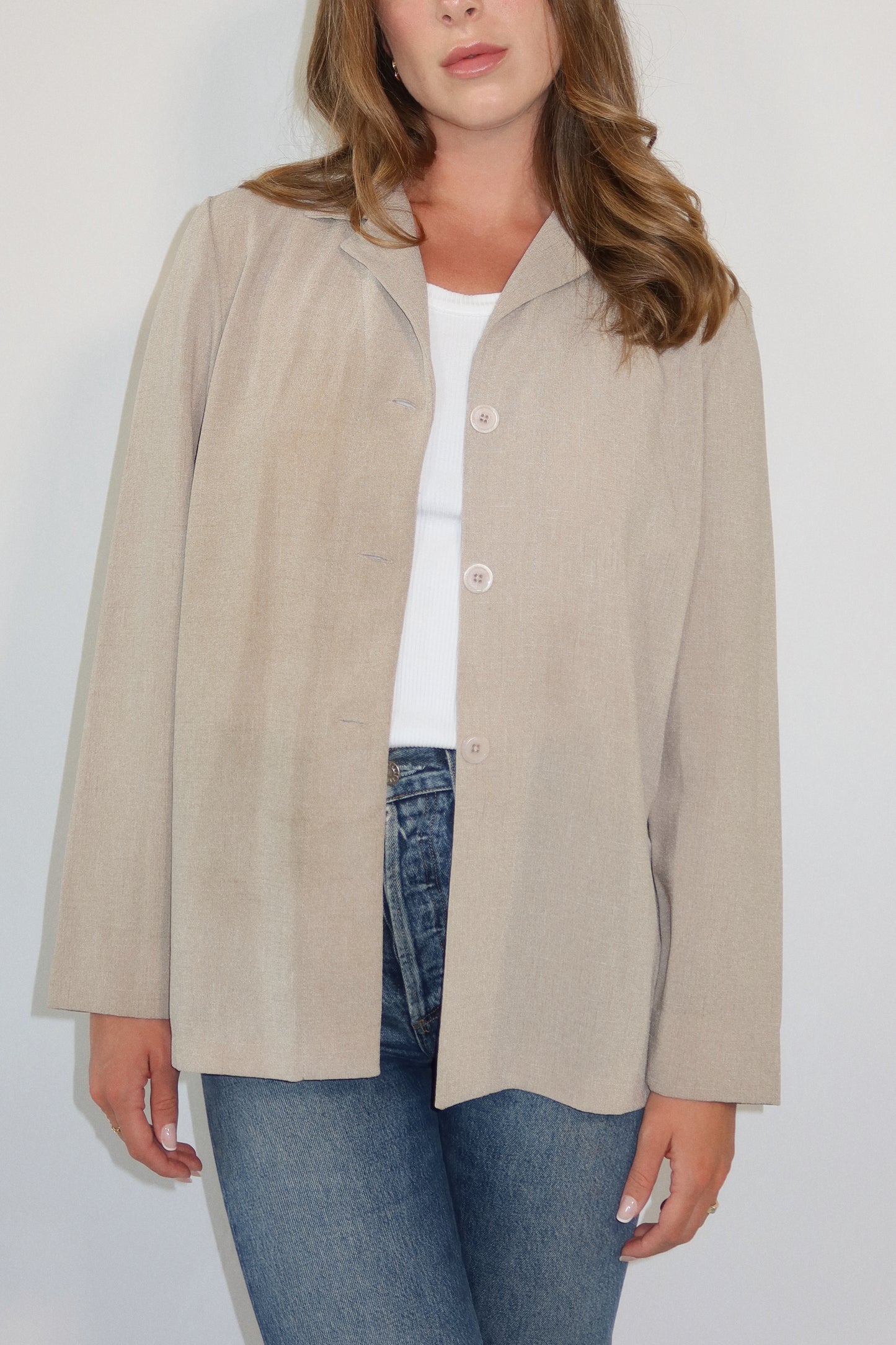 Button-Down Top in Beige