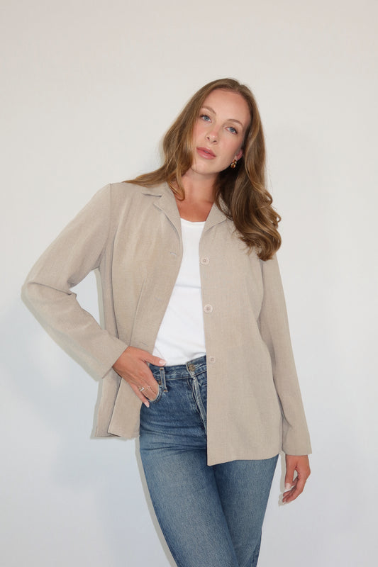 Button-Down Top in Beige