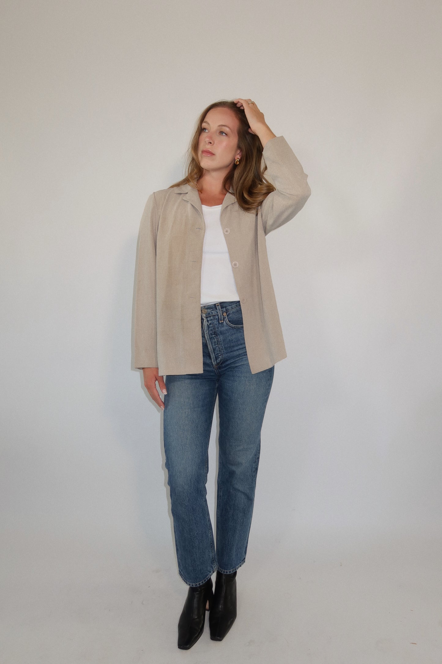 Button-Down Top in Beige