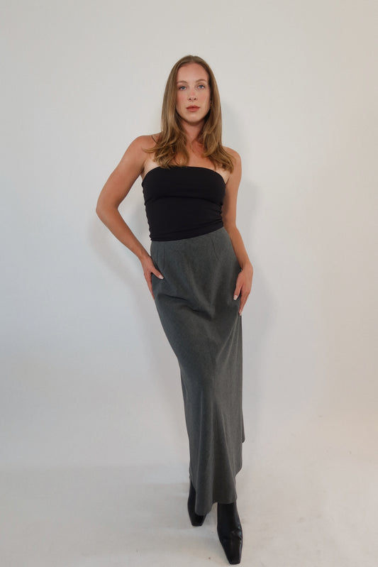 Full-Length Pencil Skirt in Charcoal